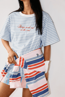 Commonplace - Morale T Shirt, Blue Stripe