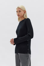 Assembly Label - Adria Wool Cashmere Knit Long Sleeve Top, Black