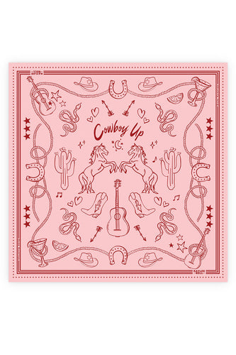 Dark Hampton x Kaylee Bell, Petite Silk Scarf, Cowboy Up Pink