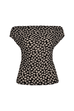 Ruby - Emma Crinkle Top, Black Daisy