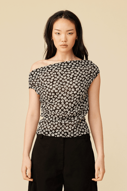 Ruby - Emma Crinkle Top, Black Daisy