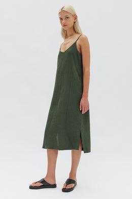 Assembly Label -  Linen Slip Dress, Forest