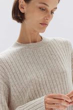 Assembly Label - Wool Cashmere Rib Long Sleeve Top, Oat Marle