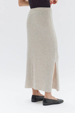 Assembly Label - Wool Cashmere Rib Skirt, Oat Marle