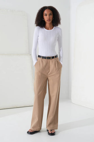 Commoners -Womens Linen Blend Pant, Toffee