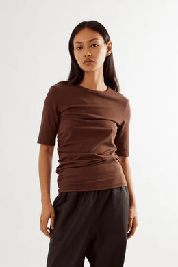 Commonplace - Ruched SS Tee, Choc