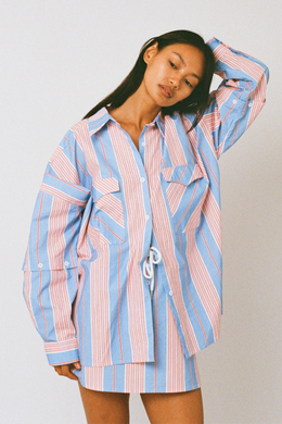 Commonplace - Eastern Shirt, Baby Blue/ Pink Stripe