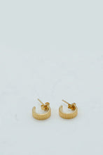 Sophie - Lines Hoop Studs, Gold