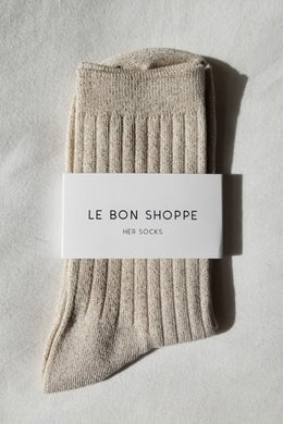 Le Bon Shoppe - Her Socks Lurex, Ivory Gold Glitter