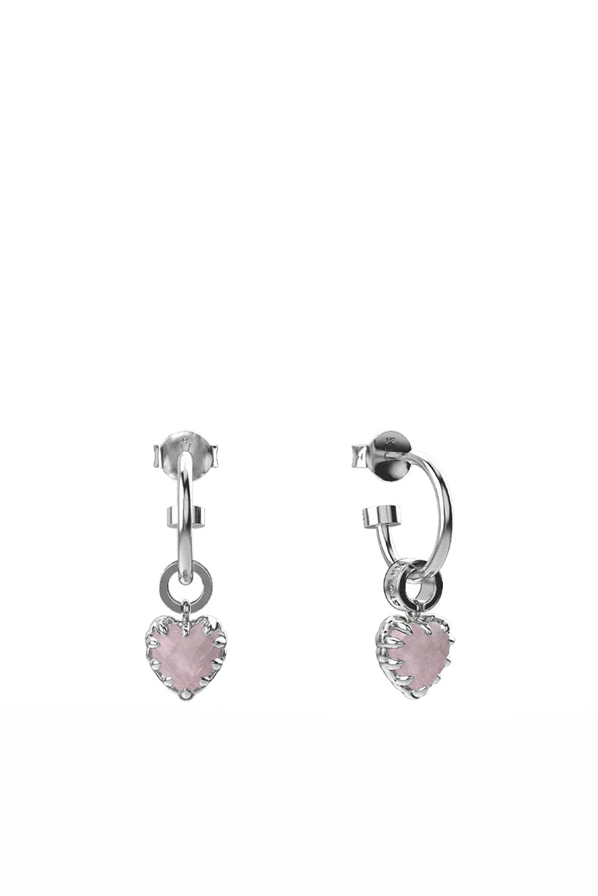 Stolen Girlfriends Club Jewellery - Love Anchor Earrings, Rose Quartz/ Sterling Silver