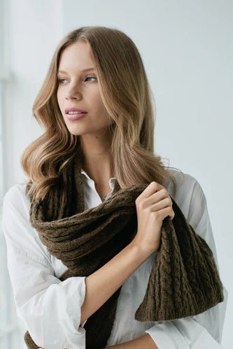 Sophie - Cosy Cable Scarf, Khaki