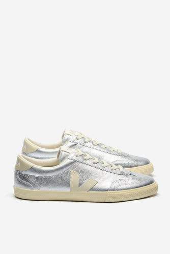Veja - Volley Leather Sneaker, Silver/ Pierre