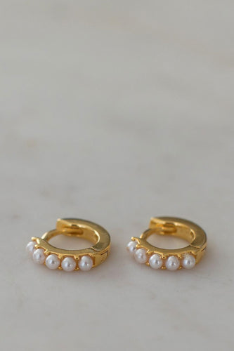 Sophie - Mini Pearl Huggies, Gold