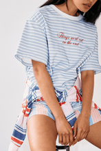 Commonplace - Morale T Shirt, Blue Stripe
