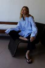 Commonplace – Cortez Shirt, Sky/Maroon Stripe