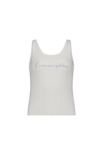 Commonplace - Riviera Pointelle Tank, Cream/ Blue