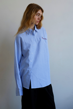 Commonplace – Cortez Shirt, Sky/Maroon Stripe