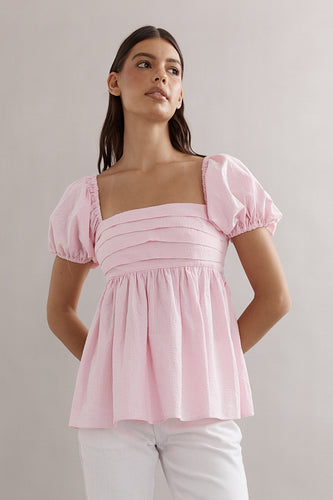 Caitlin Crisp - Piper Bodice, Pink Seersucker