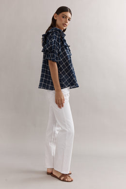 Caitlin Crisp - Hazel Blouse, Navy Check