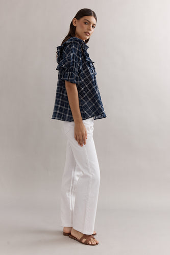 Caitlin Crisp - Hazel Blouse, Navy Check