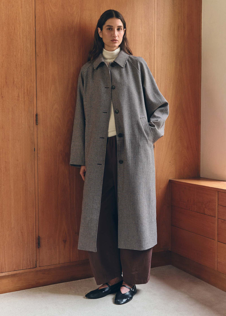 Assembly Label - Solana Wool Coat, Brown/Black Check