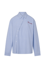 Commonplace – Cortez Shirt, Sky/Maroon Stripe