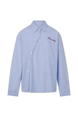 Commonplace – Cortez Shirt, Sky/Maroon Stripe