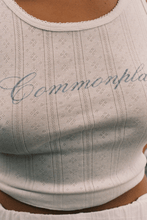 Commonplace - Riviera Pointelle Tank, Cream/ Blue