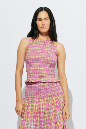 Ruby - Anastasia Tank, Pink Yellow Tartan