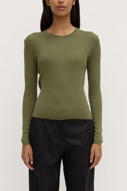 Assembly Label - Amira Knit Long Sleeve Tee, Tarragon