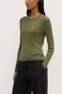 Assembly Label - Amira Knit Long Sleeve Tee, Tarragon