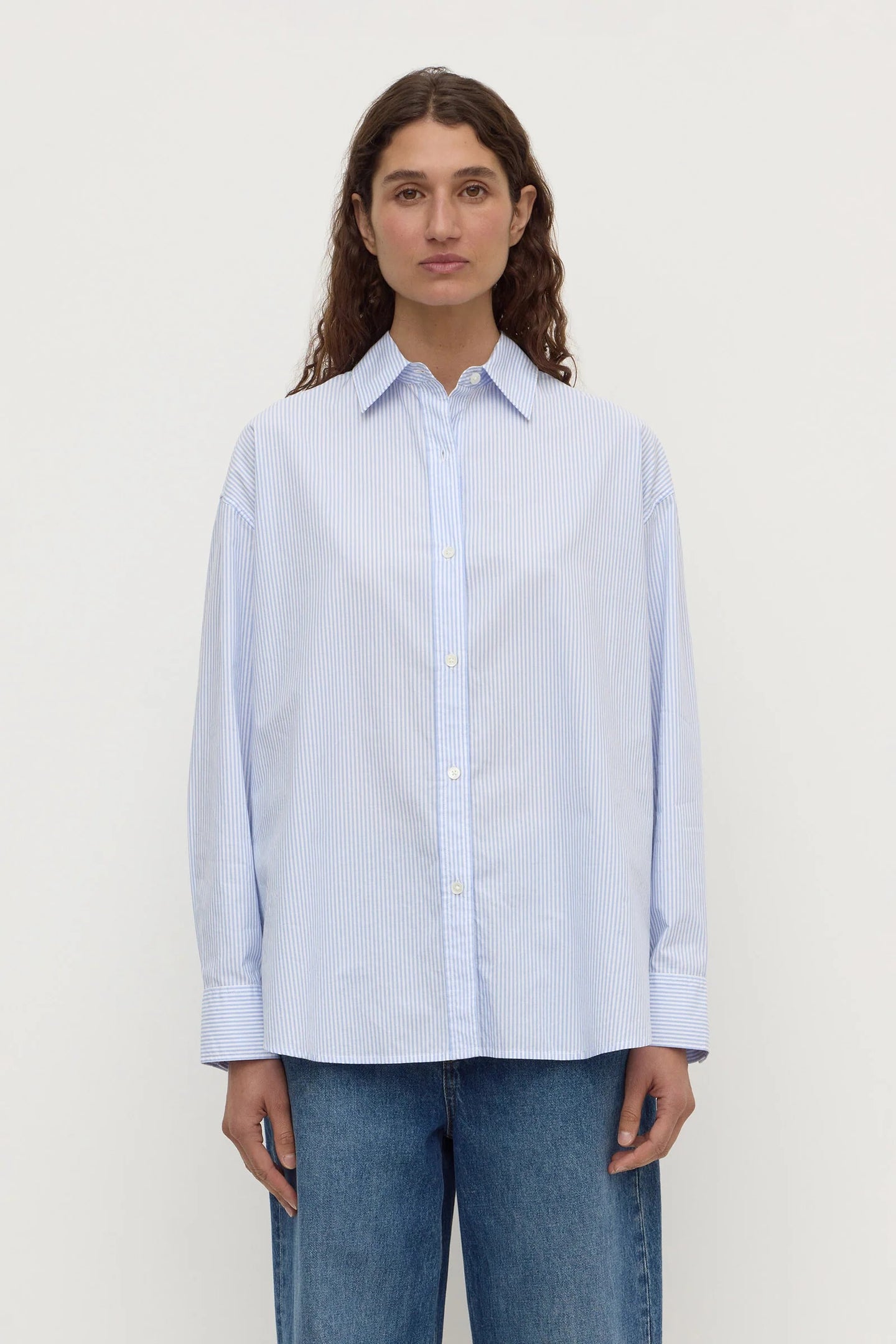 Assembly Label - Avoca Stripe Long Sleeve Shirt, Blue/White Stripe