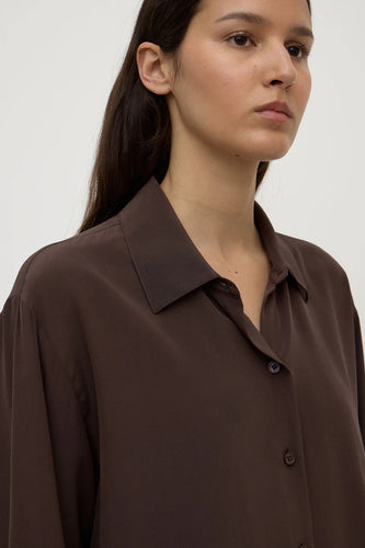 Assembly Label - Betty Silk Long Sleeve Shirt, Ganache