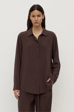 Assembly Label - Betty Silk Long Sleeve Shirt, Ganache