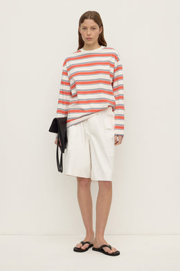 Assembly Label - Eliana Stripe Cotton Long Sleeve Tee, Dahlia Stripe