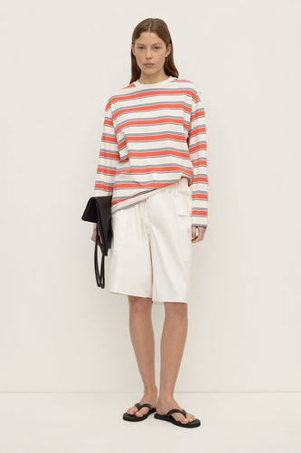Assembly Label - Eliana Stripe Cotton Long Sleeve Tee, Dahlia Stripe