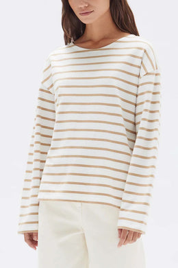 Assembly Label - Bateau Long Sleeve Tee, Tan Stripe