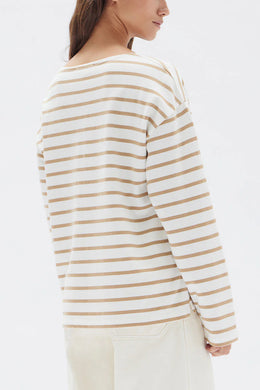 Assembly Label - Bateau Long Sleeve Tee, Tan Stripe