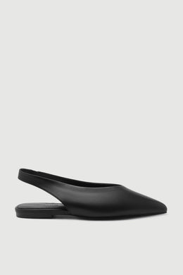 Assembly Label - Lila Leather Sling Back Flat, Black
