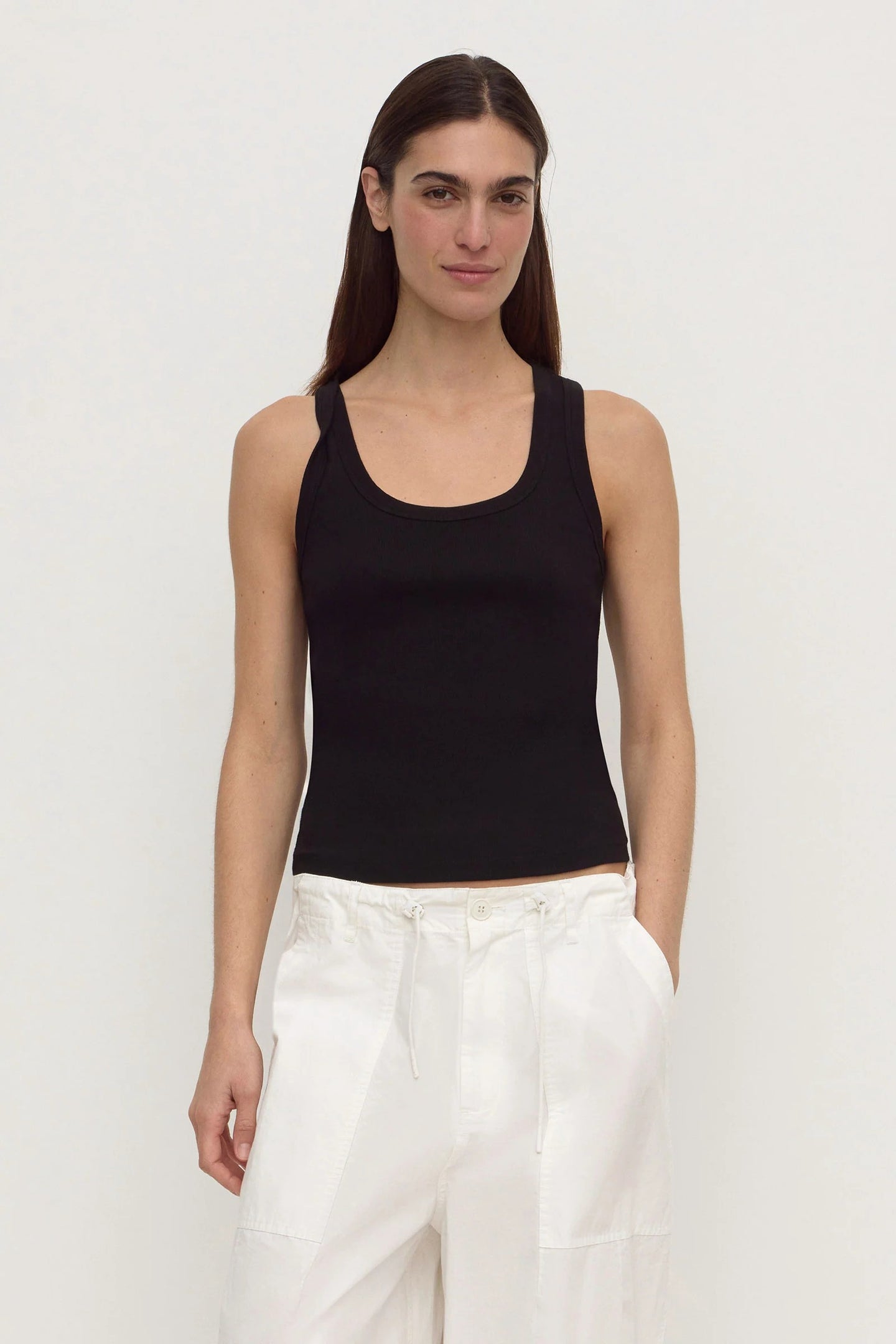 Assembly Label - Robyn Scoop Neck Rib Tank, Black