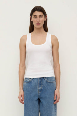 Assembly Label - Robyn Scoop Neck Rib Tank, White