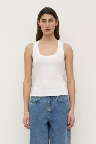 Assembly Label - Robyn Scoop Neck Rib Tank, White