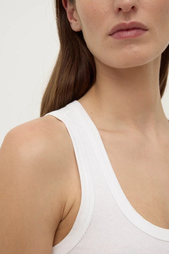 Assembly Label - Robyn Scoop Neck Rib Tank, White
