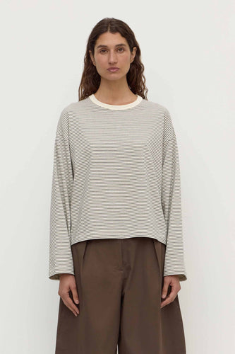 Assembly Label - Malone Stripe Wide Sleeve Tee, Cream/Black