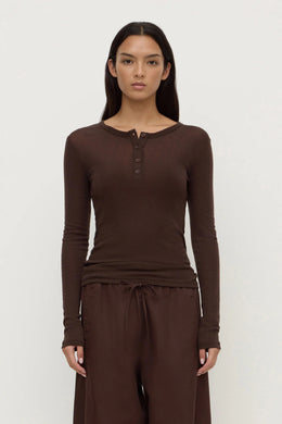 Assembly Label - Nora Merino Wool Henley, Ganache