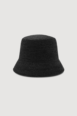 Assembly Label - Raffia Short Brim Hat, Black