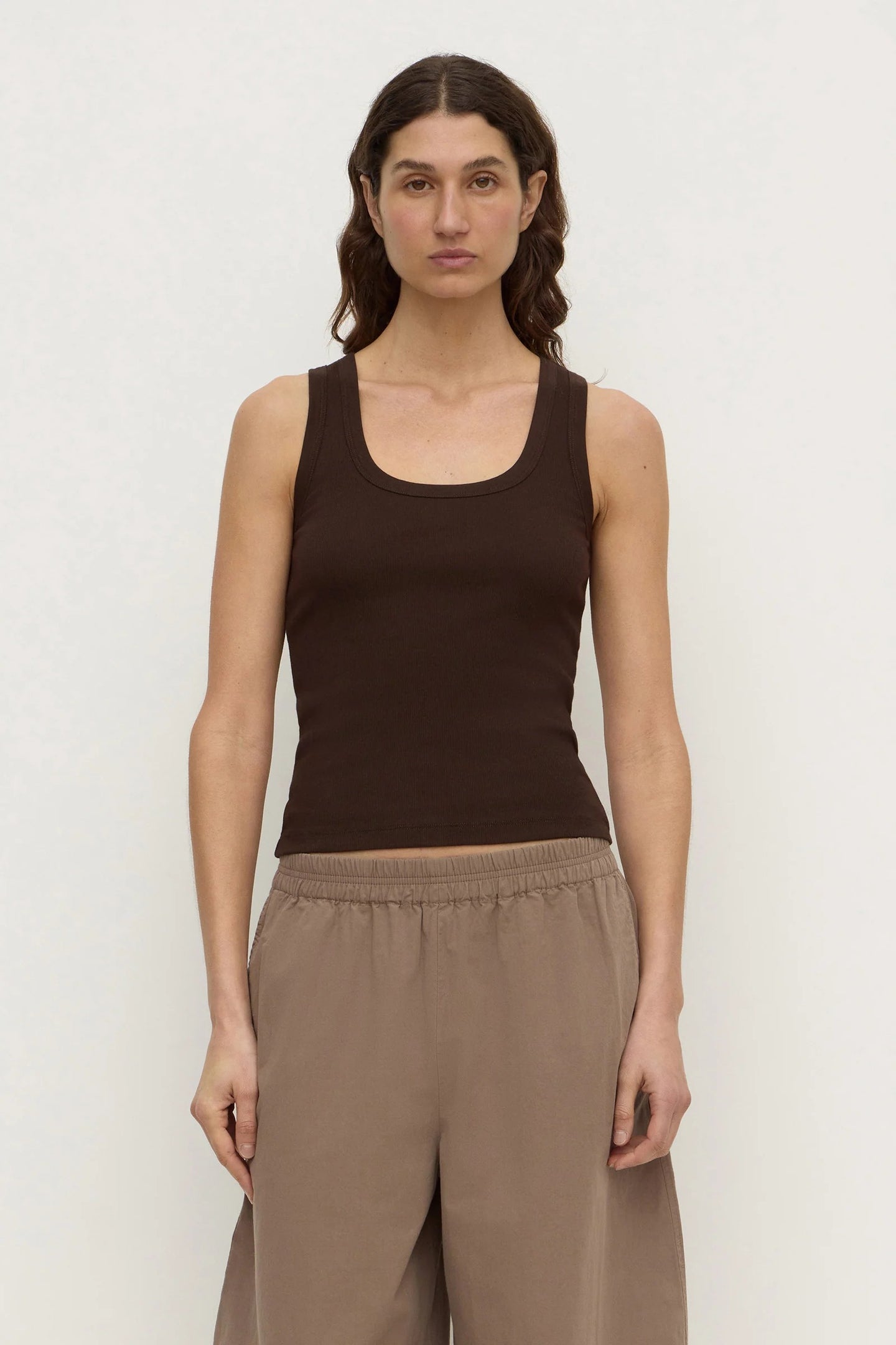 Assembly Label - Robyn Scoop Neck Rib Tank, Ganache