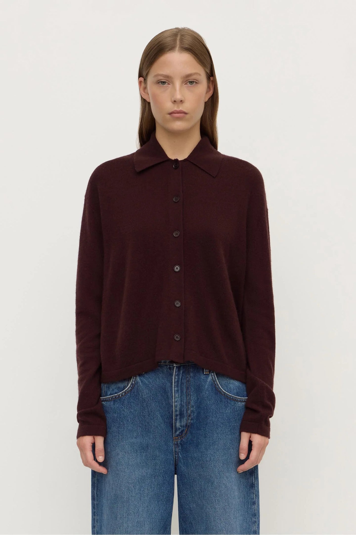 Assembly Label - Wool Cashmere Knit Cardigan, Dark Merlot