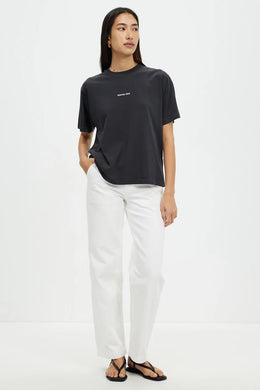 Assembly Label - Exhibited Print SS Tee, Washed Black / White