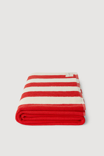 Assembly Label - Signature Stripe Beach Towel, Chilli / Cream